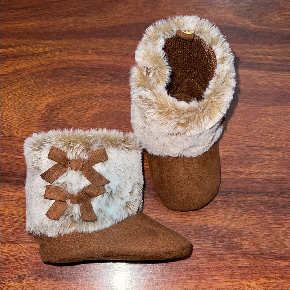 Baby Girl Cozy Brown Faux Fur Boots